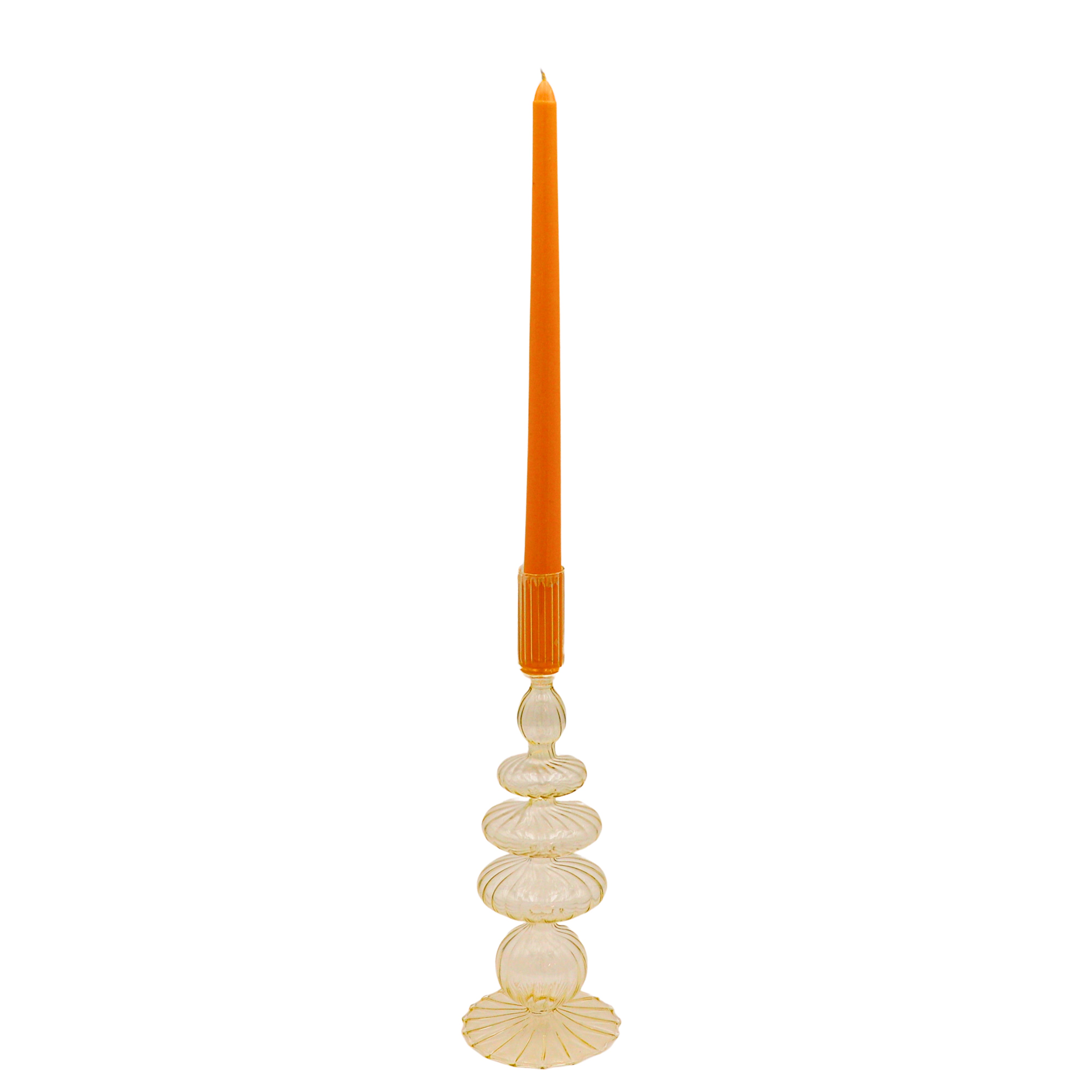 Buttercream Yellow Ribbed Candle Holder - Pair by Ro'Table - product image 2 for Resin Society