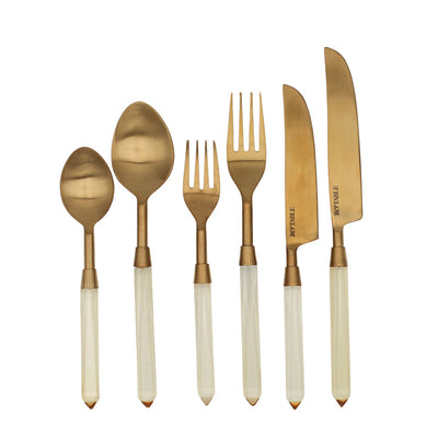 24pc Set Buttercream Yellow Cutlery by Ro'Table showing gold-toned stainless steel and luminous lemon zest-inspired handles