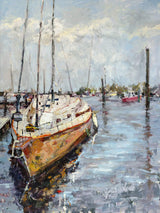 Let Go and Sail 30x40 Artist Enhanced Canvas Print showing a coastal seascape with sailboats on a gallery wrap frame