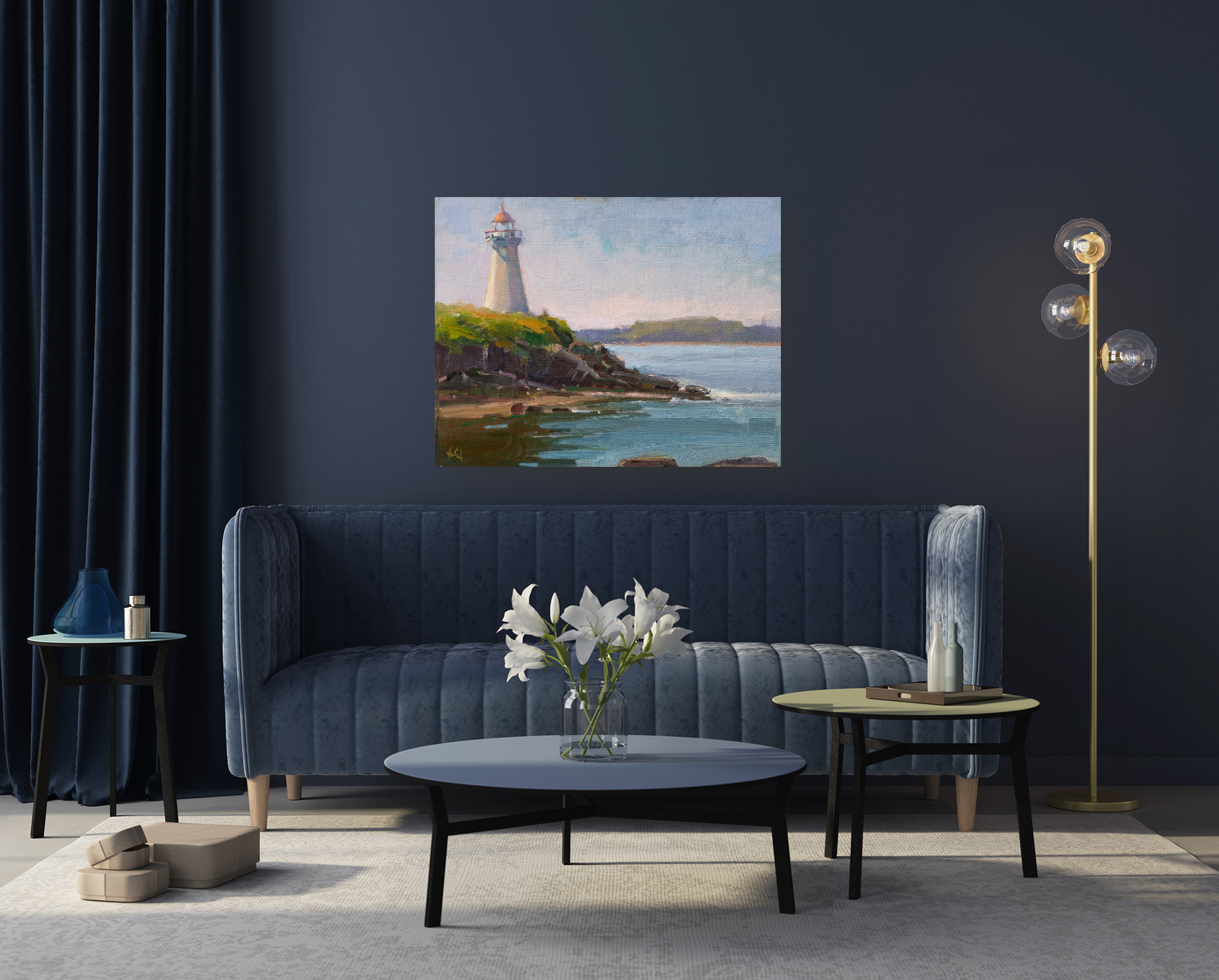Lighthouse Artist Enhanced Canvas Print by John Beard Collection - product image 2 for Resin Society