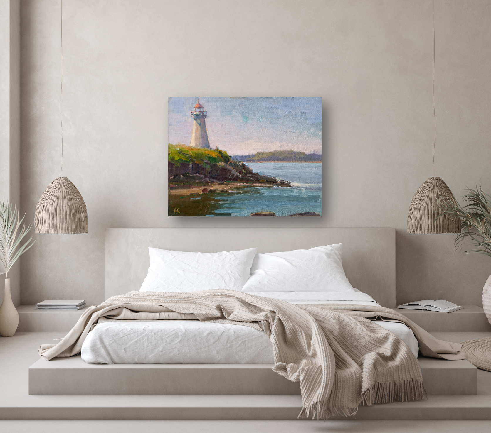 Lighthouse Artist Enhanced Canvas Print by John Beard Collection - product image 4 for Resin Society