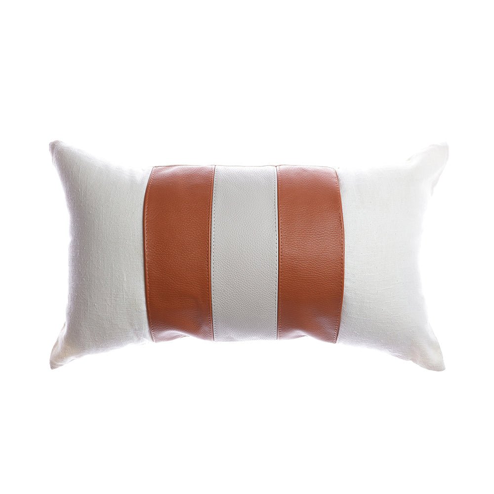 Leather Stripes Lumbar Pillow by Homelosophy