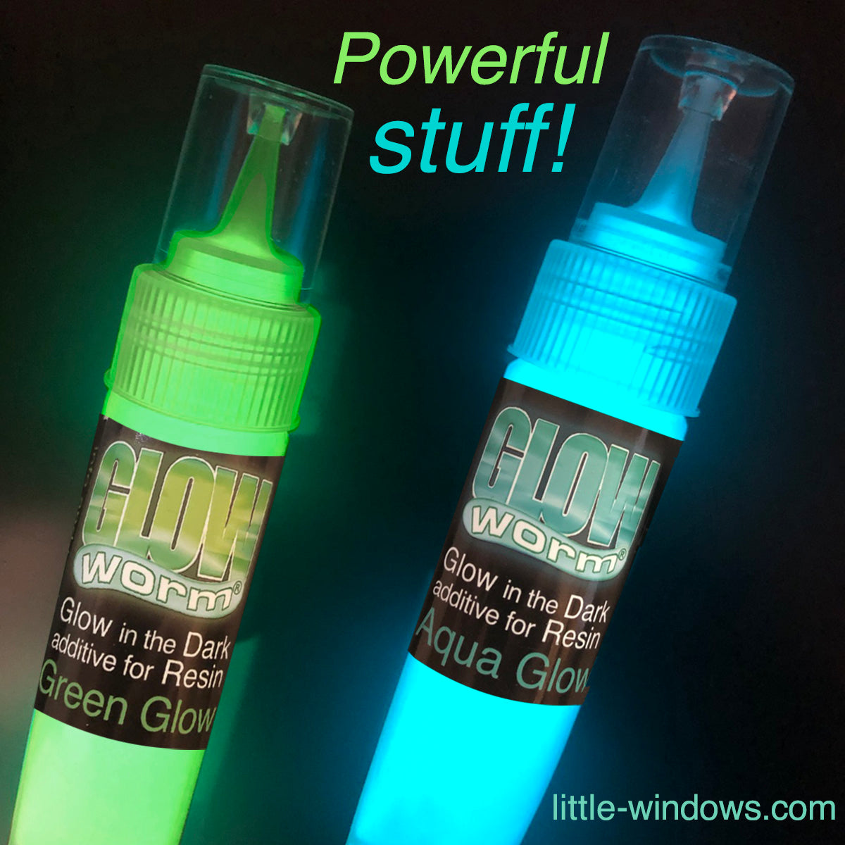 VALUE PACK Super Glow In The Dark Resin Additives - GREEN and AQUA by Little Windows Brilliant Resin and Supplies