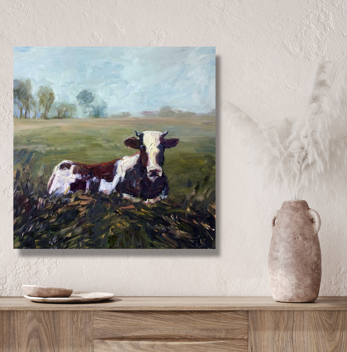 Lone Cow Artist Enhanced Canvas Print by John Beard Collection - product image 2 for Resin Society
