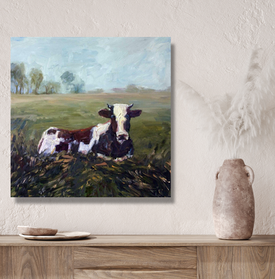 Lone Cow Artist Enhanced Canvas Print by John Beard Collection - product image 2 for Resin Society