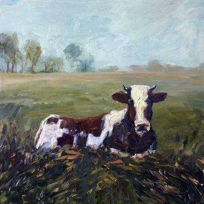 Lone Cow Artist Enhanced Canvas Print by John Beard Collection - main product image for Resin Society