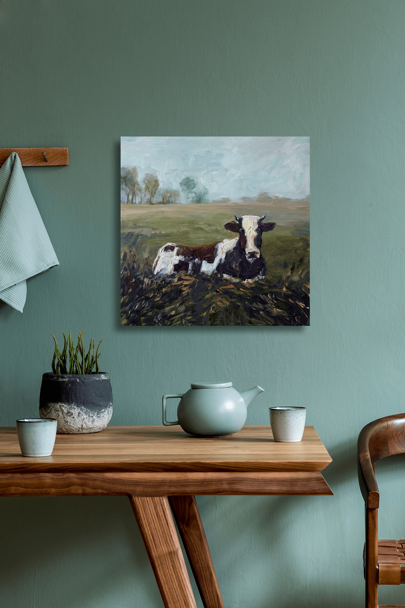 Lone Cow Artist Enhanced Canvas Print by John Beard Collection - product image 3 for Resin Society
