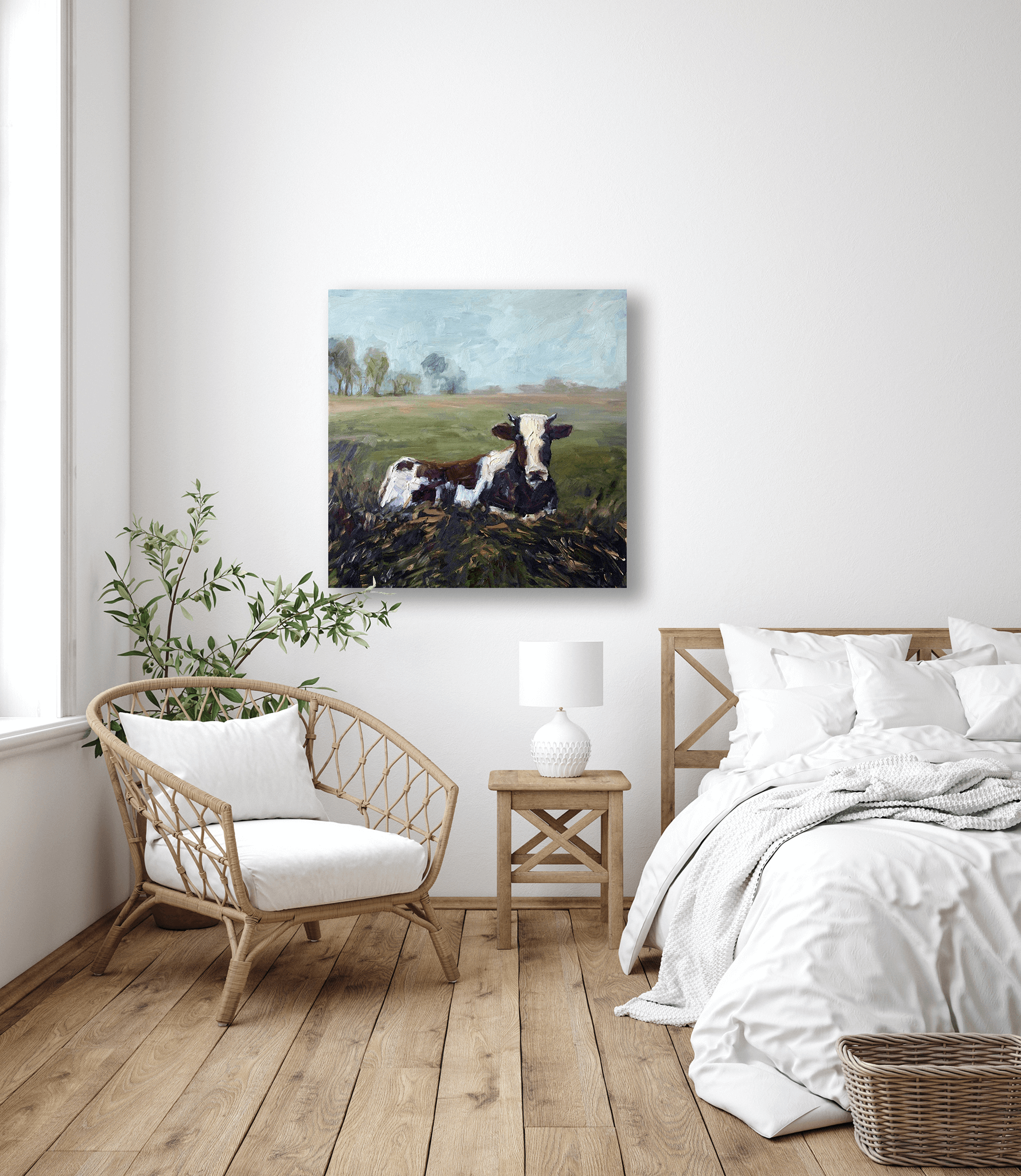 Lone Cow Artist Enhanced Canvas Print by John Beard Collection - product image 4 for Resin Society