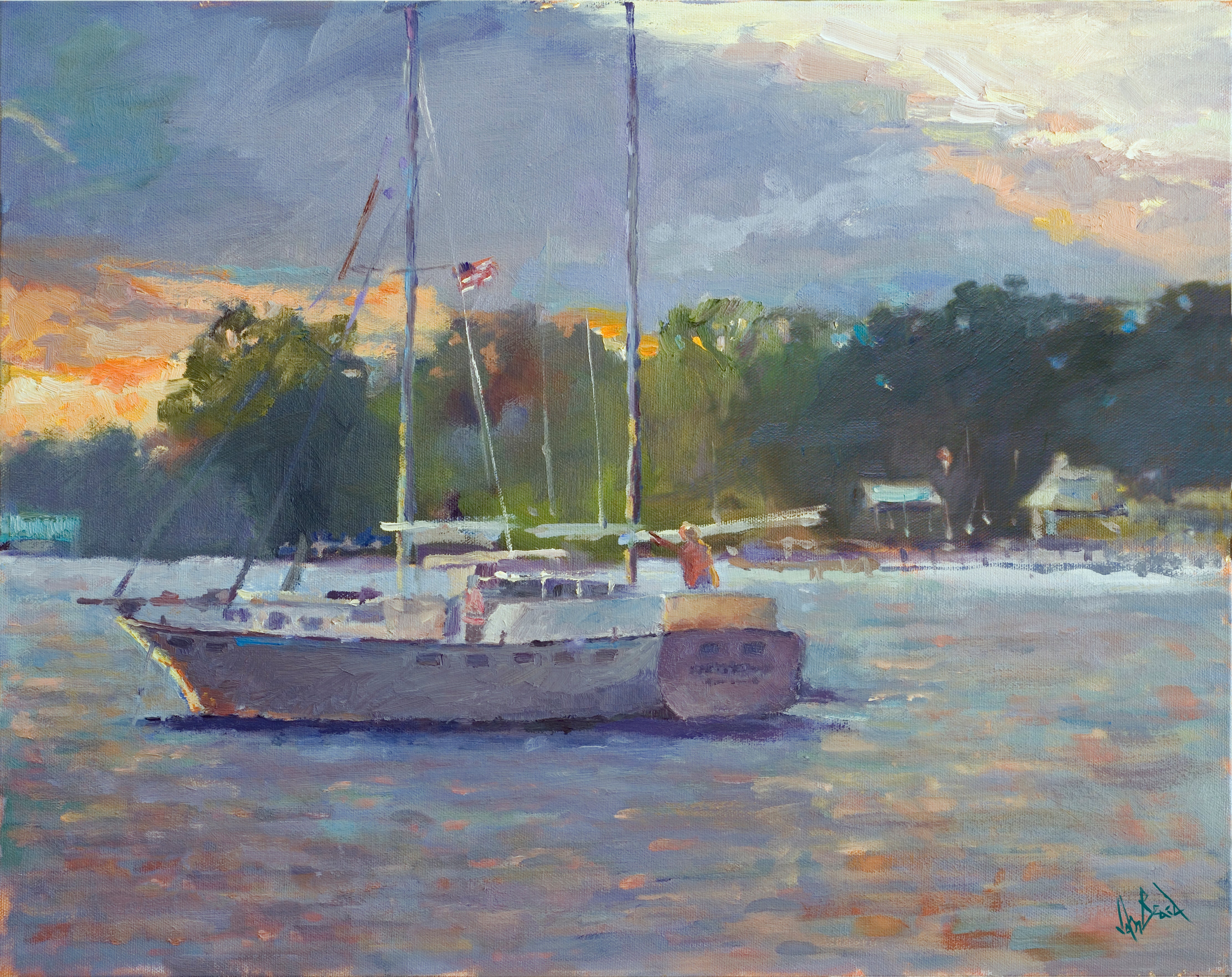 Long Day at Sea Artist Enhanced Canvas Print by John Beard Collection - main product image for Resin Society