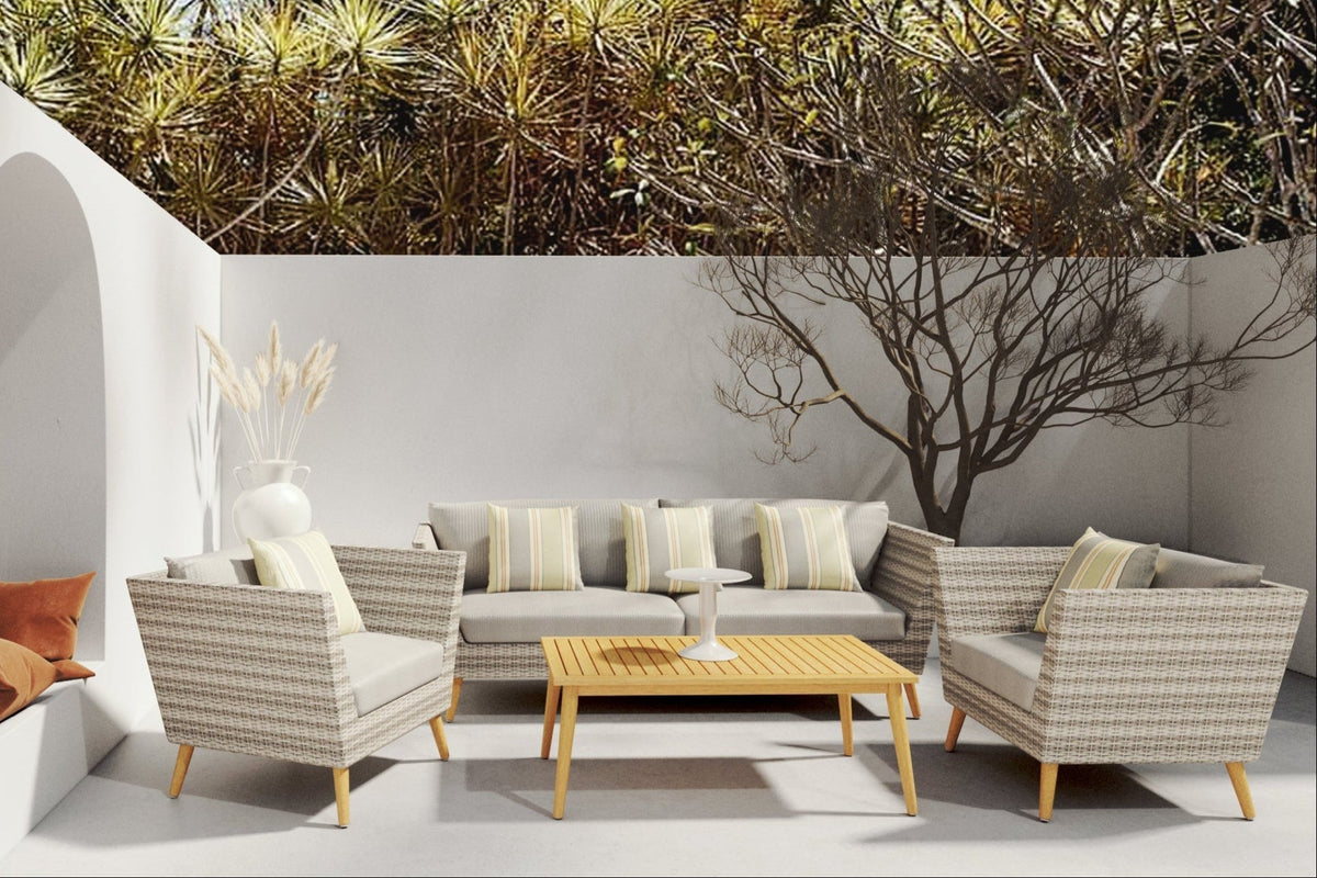 Panther Outdoor Patio Wicker and FSC Wood Seating Set by LifestyleGarden US - main product image for Resin Society