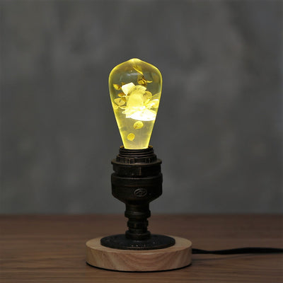 Vintage retro wooden lamp base compatible with EP light bulbs, shown in natural wood finish
