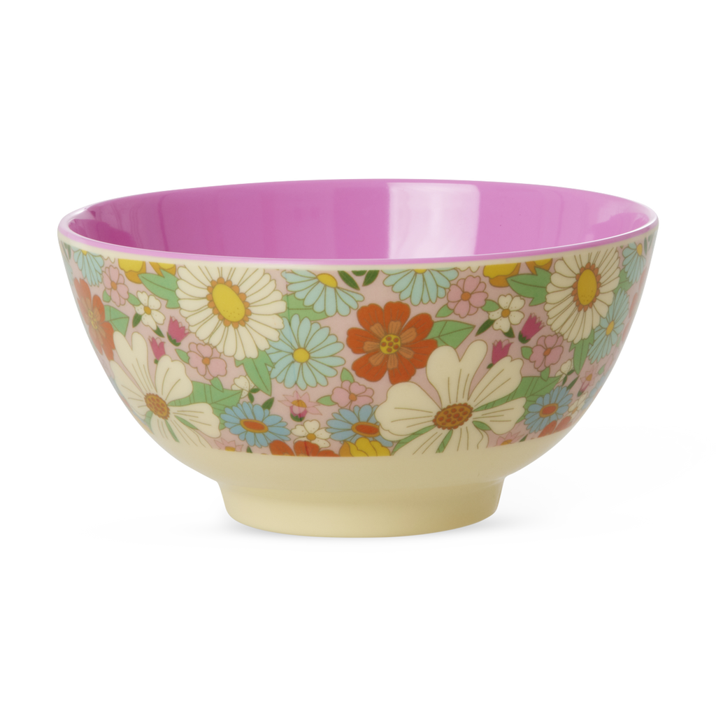 Medium Melamine Bowl - Flower Power Print - 23.7oz by Rice By Rice - main product image for Resin Society
