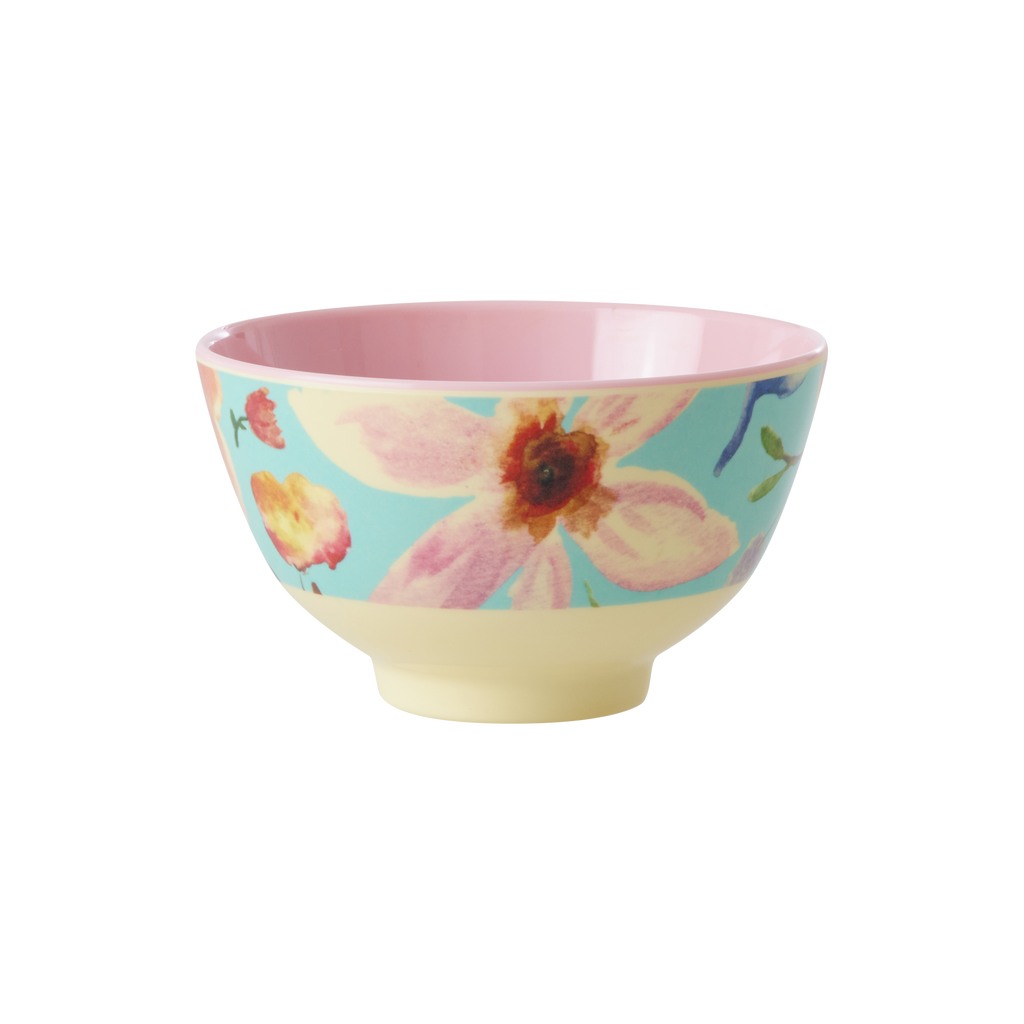 Small Melamine Bowl - Mint Selma Flower Print by Rice By Rice - main product image for Resin Society