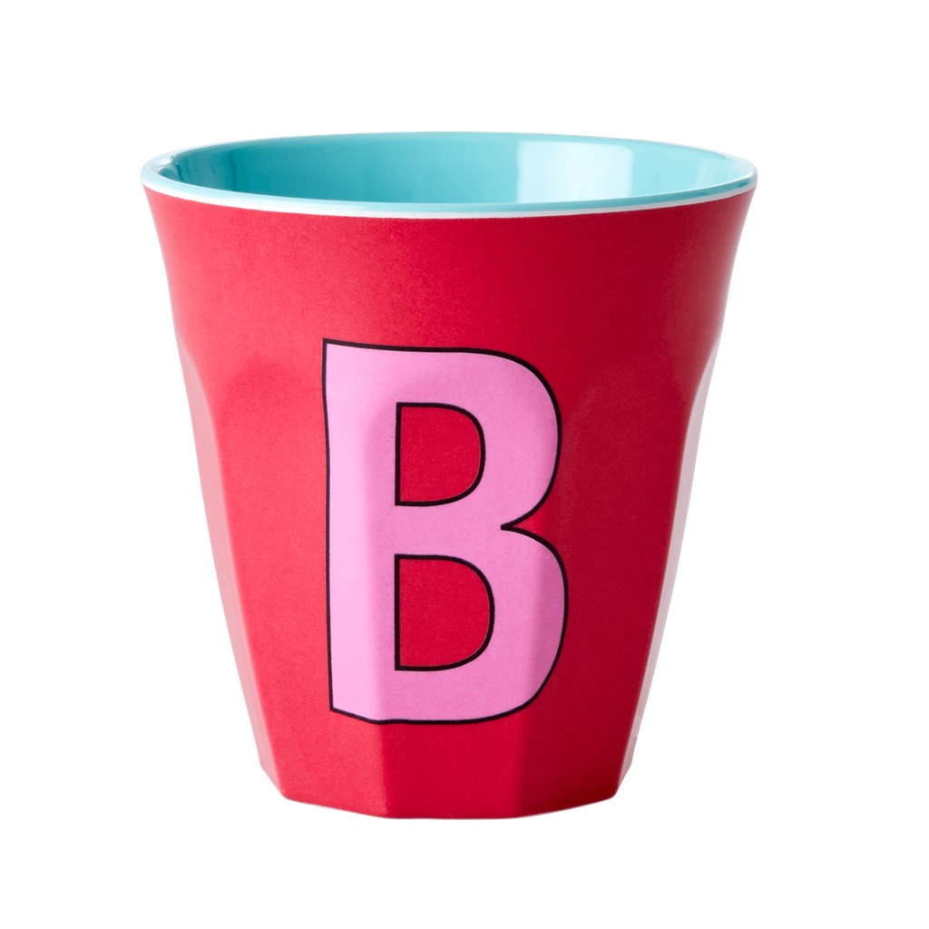 Melamine Cup - Medium with Alphabet in Pinkish Colors by Rice By Rice - main product image for Resin Society