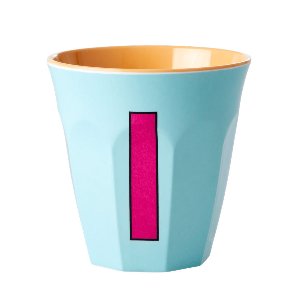 Melamine Cup - Medium with Alphabet in Pinkish Colors by Rice By Rice - main product image for Resin Society