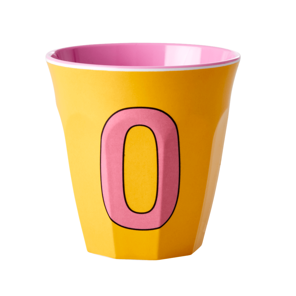 Melamine Cup - Medium with Alphabet in Pinkish Colors by Rice By Rice - main product image for Resin Society
