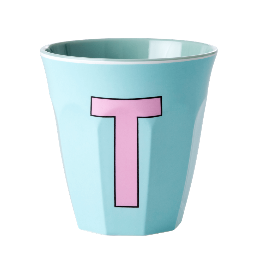 Melamine Cup - Medium with Alphabet in Pinkish Colors by Rice By Rice - main product image for Resin Society