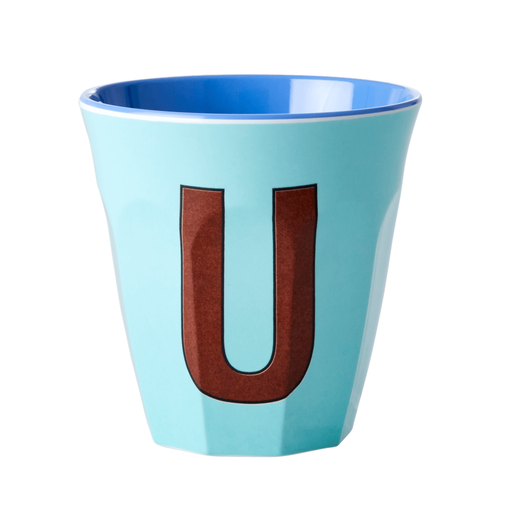 Melamine Cup - Medium with Alphabet in Bluish Colors by Rice By Rice - main product image for Resin Society