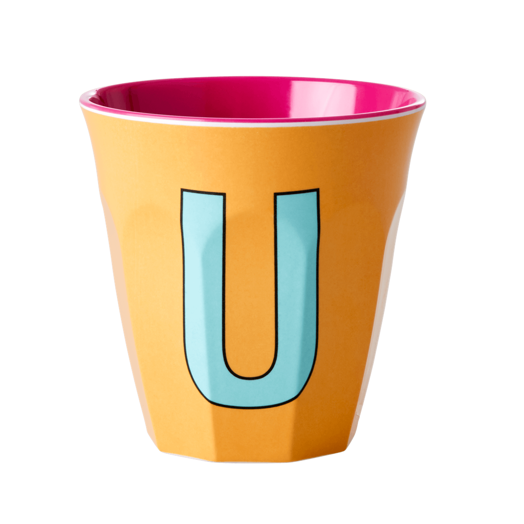 Melamine Cup - Medium with Alphabet in Pinkish Colors by Rice By Rice - main product image for Resin Society