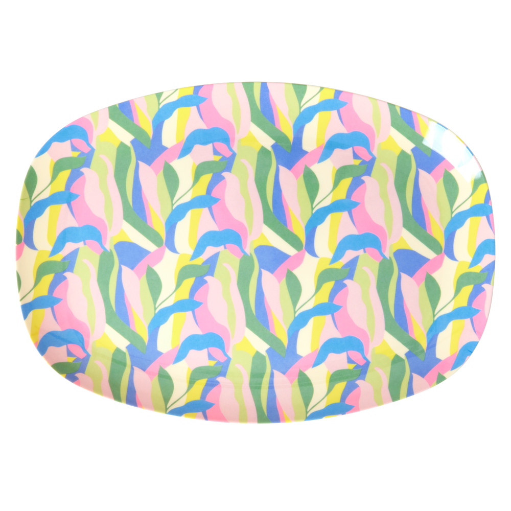 Medium Melamine Rectangular Plate - Blue - Jungle Fever Print by Rice By Rice - main product image for Resin Society