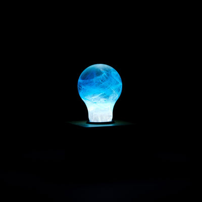 Memory Resin LED Table Lamp with wooden cube base by EP Designlab