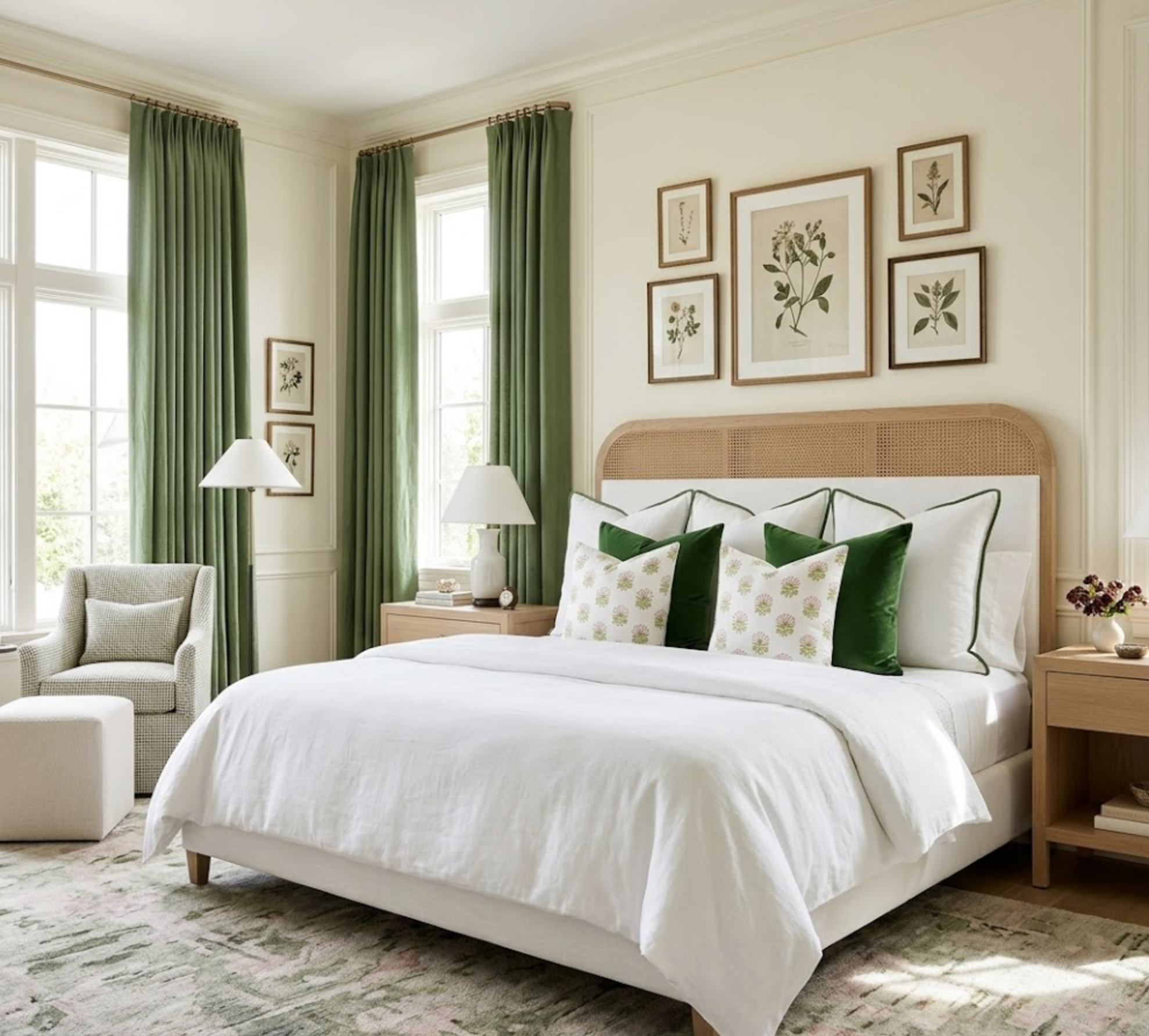Milford Pillow Cover in Pink and Green, Thibaut Pillows