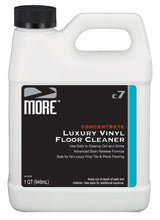 Bottle of MORE® Luxury Vinyl Floor Cleaner with clean vinyl floor background