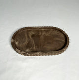 Fluted oval resin stoneware tray in Mocha Stone and Limestone tones by Lynn & Liana Designs