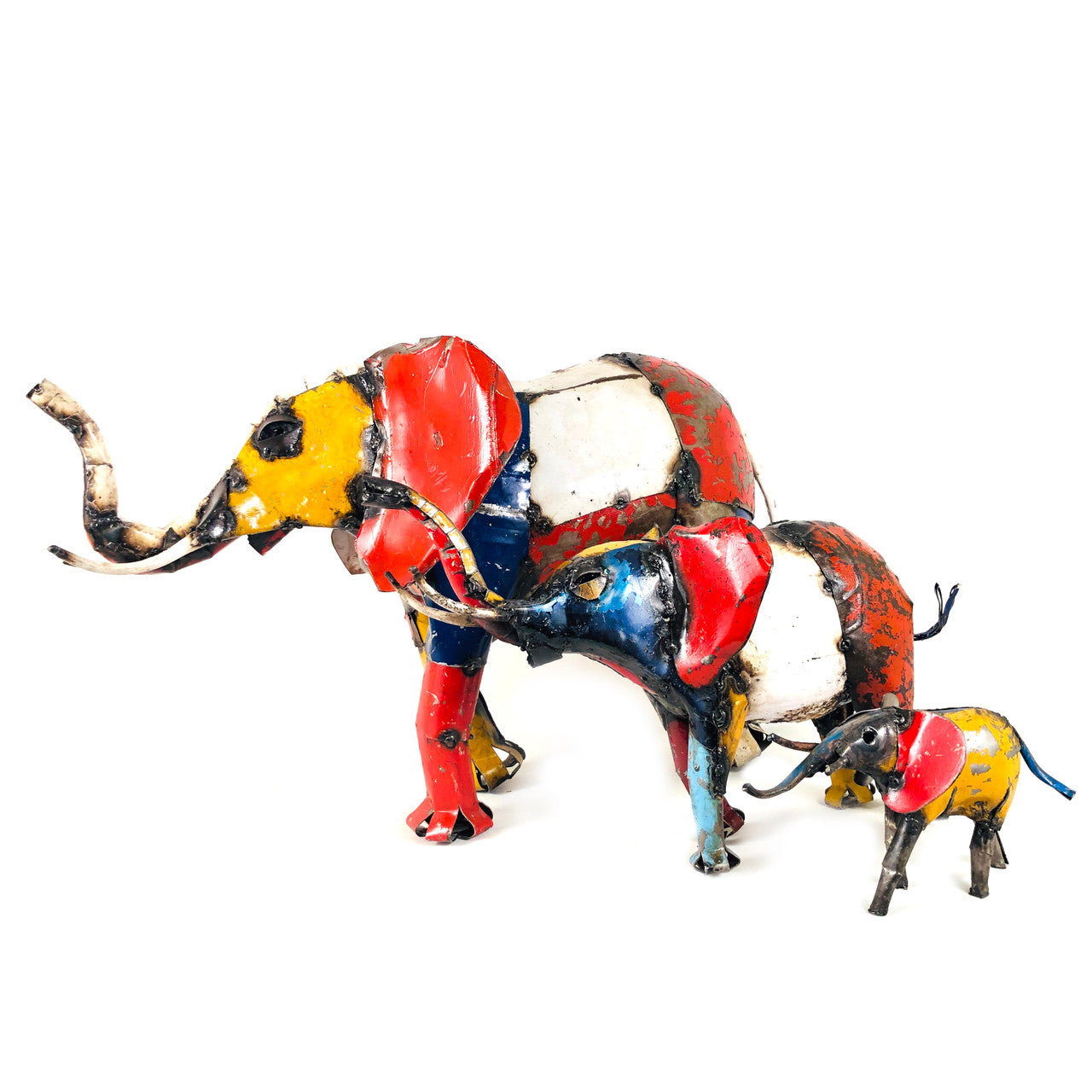 Recycled Oil Drum Metal Elephant Sculpture by Mbare Ltd - main product image for Resin Society