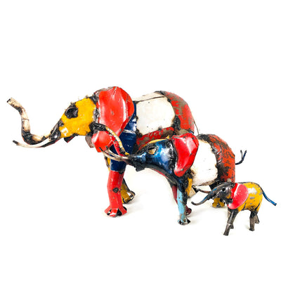 Recycled Oil Drum Metal Elephant Sculpture by Mbare Ltd - main product image for Resin Society