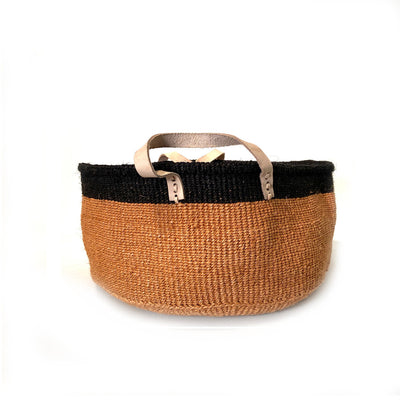 Floor Basket with Leather Handles by Mbare Ltd - product image 2 for Resin Society