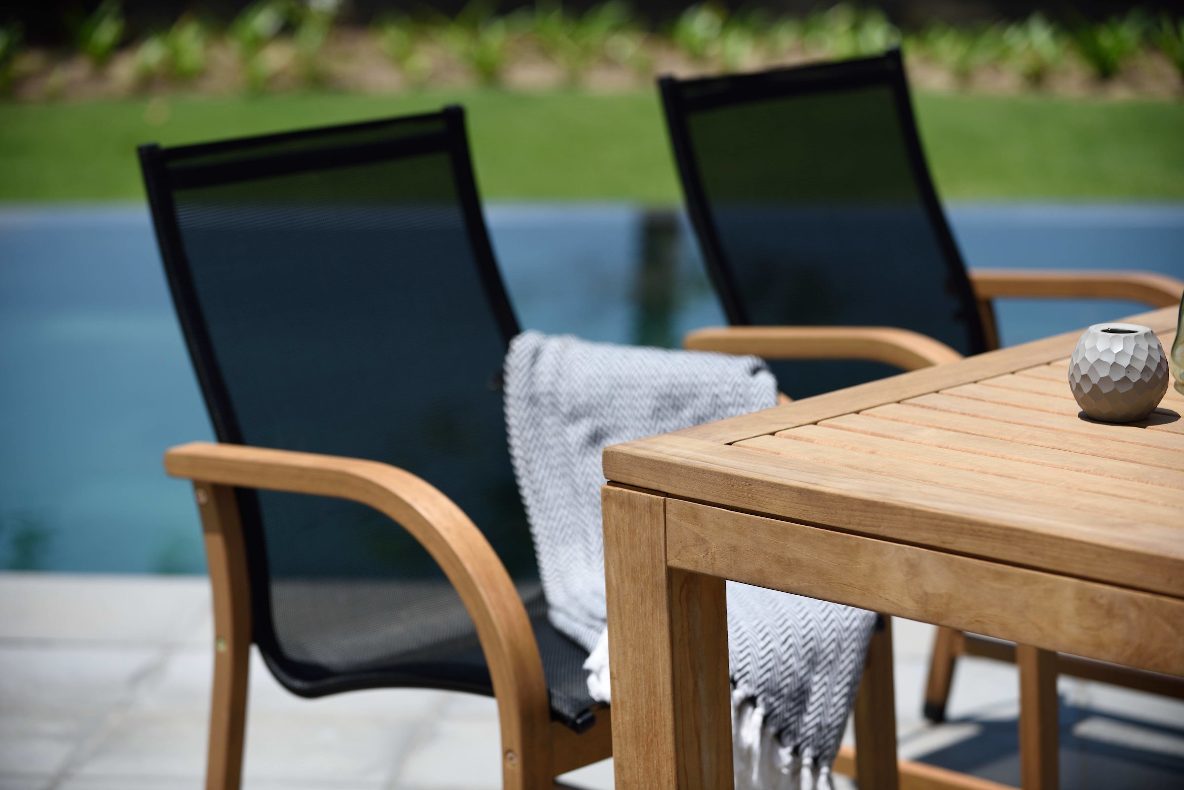Rinjani Rectangular Big Table and 8 Manhattan Black Armchair by LifestyleGarden US - product image 6 for Resin Society