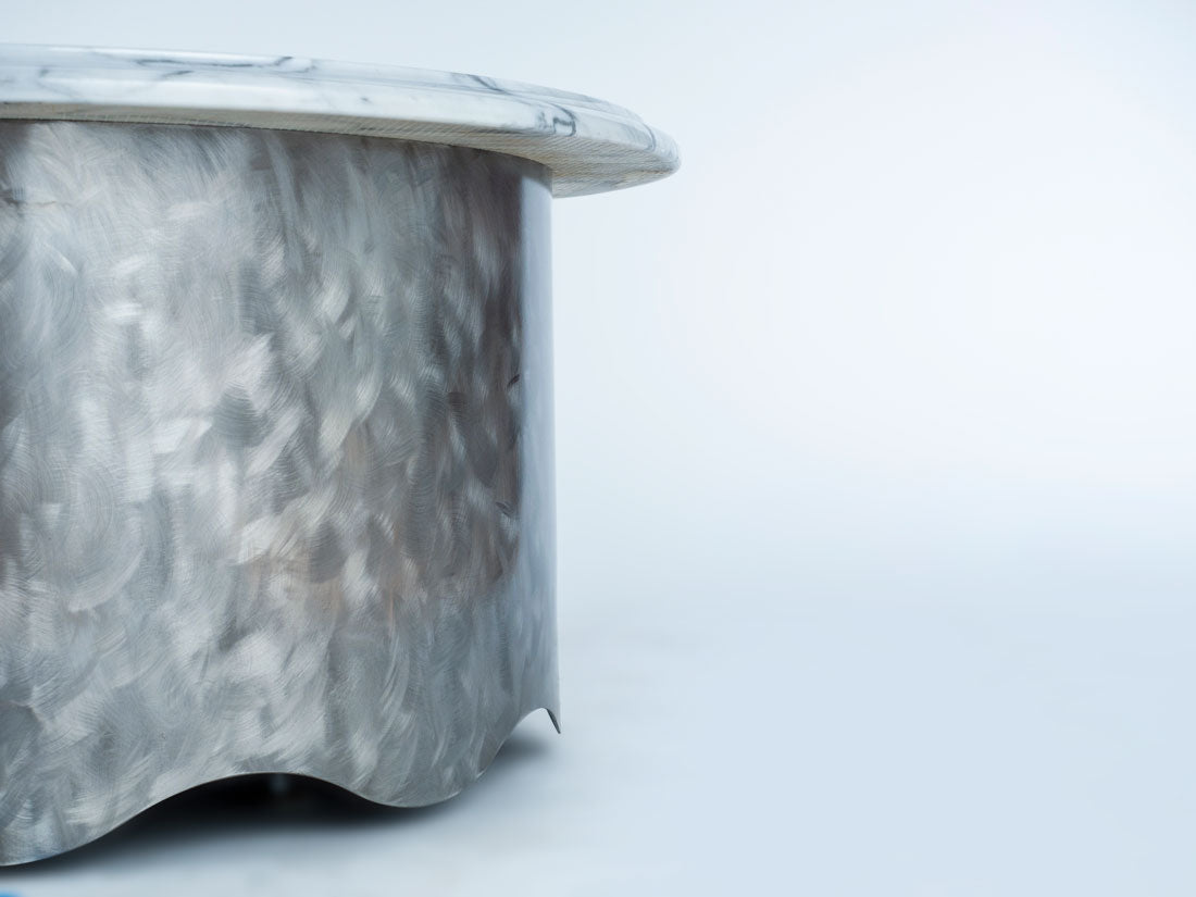 Round Marble Table with Wave Base by Enrico Bartolini - product image 3 for Resin Society