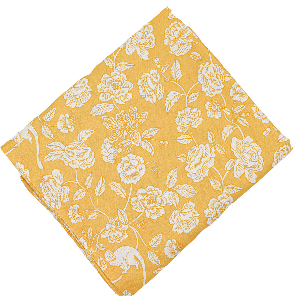 100% Premium Linen - Marigold Flora Parlour Tablecloth by Ro'Table - main product image for Resin Society