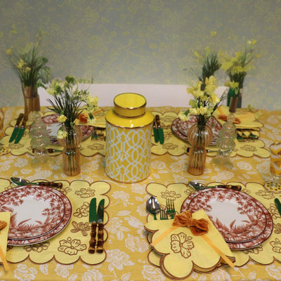 100% Premium Linen - Marigold Flora Parlour Tablecloth by Ro'Table - product image 7 for Resin Society