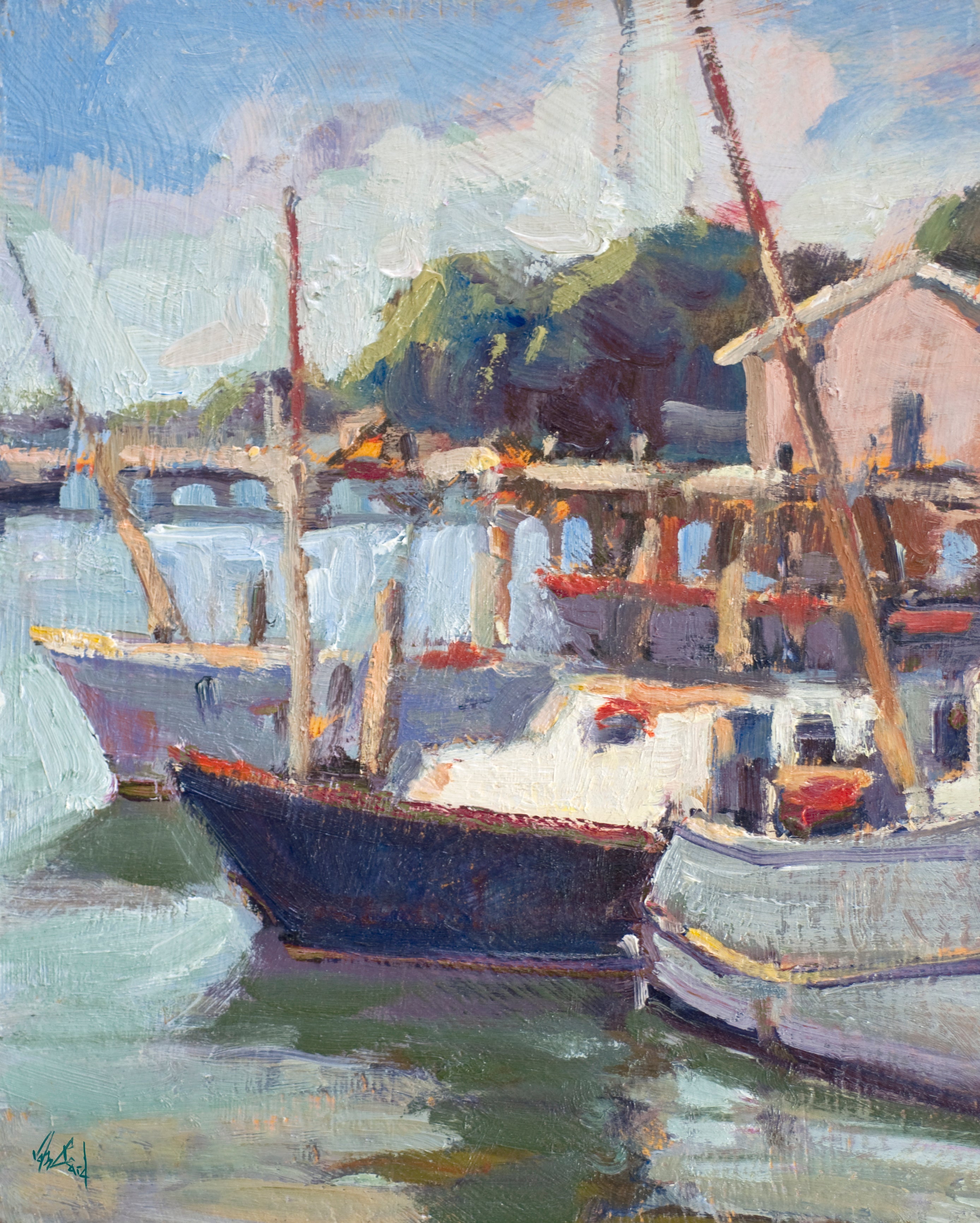 Marina Artist Enhanced Canvas Print by John Beard Collection - main product image for Resin Society