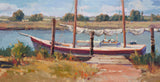 Marsh Mooring Artist Enhanced Canvas Print by John Beard Collection - main product image for Resin Society