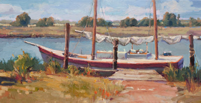 Marsh Mooring Artist Enhanced Canvas Print by John Beard Collection - main product image for Resin Society