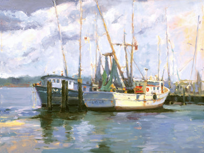 Mayport Shrimp Boats Artist Enhanced Canvas Print by John Beard Collection - main product image for Resin Society
