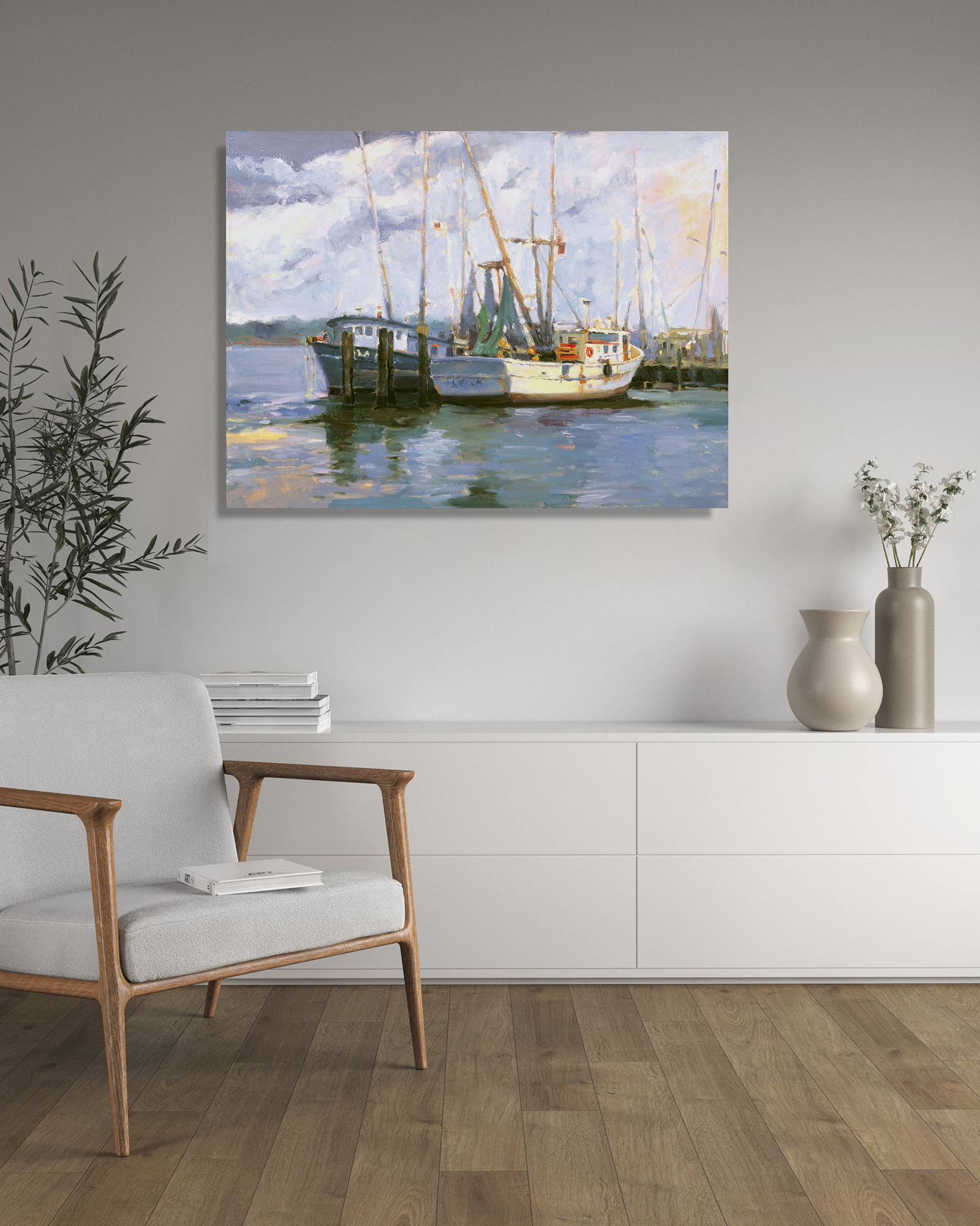 Mayport Shrimp Boats Artist Enhanced Canvas Print by John Beard Collection - product image 2 for Resin Society