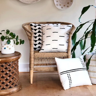 Sadza Dots + Lines Pillow Cover - White by Mbare Ltd - product image 2 for Resin Society