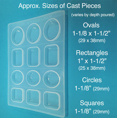 Medium Resin Mold Set in silicone, with cropping template (stencil) detail image - Resin Society
