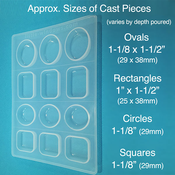 Medium Resin Mold Set in silicone, with cropping template (stencil) detail image - Resin Society
