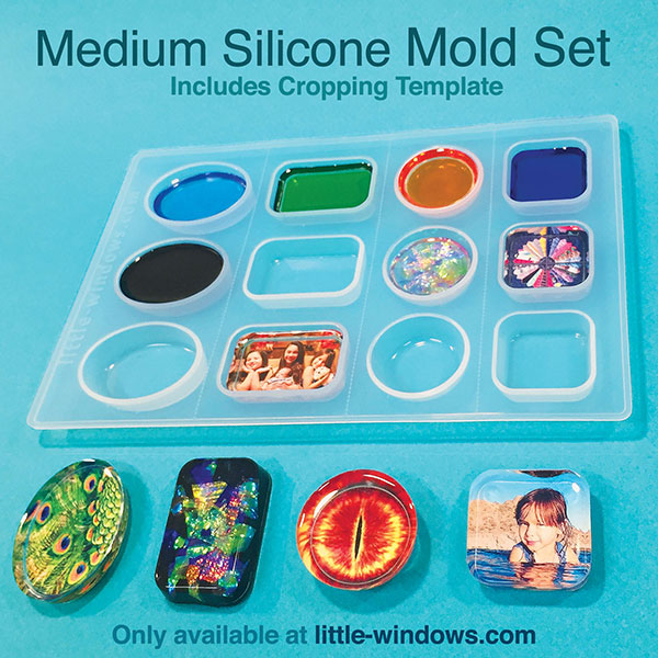 Medium Resin Mold Set in silicone, with cropping template (stencil) by Little Windows Brilliant Resin and Supplies