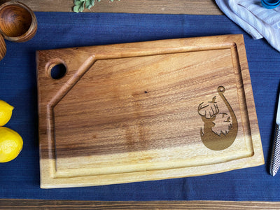 Medium Live Edge Square End Board with Hanging Hole and Juice Groove