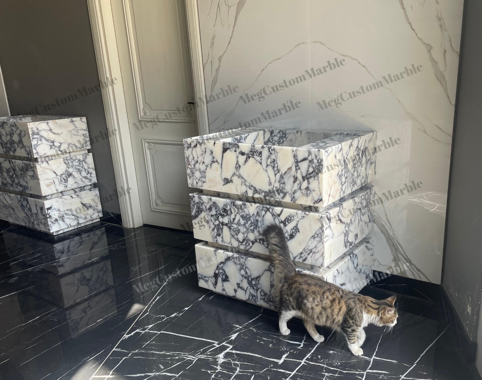 Made to-order Freestanding Vanity Unit by MEG Custom Marble By Ziynet A. LLC - product image 3 for Resin Society
