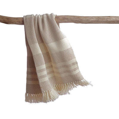 Camel Stripes Wool Blend Blanket by Homelosophy