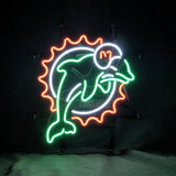 Miami Dolphins Football Logo Neon Sign with real glass tubes on metal grid backing