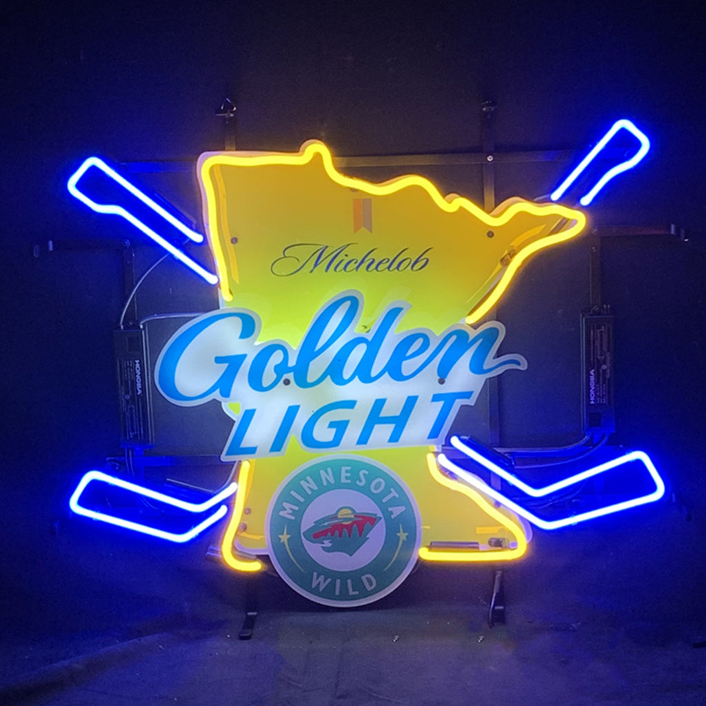 Michelob Golden Light Minnesota Wild Hockey Bat Neon Signs by Neon Signs Land - main product image for Resin Society