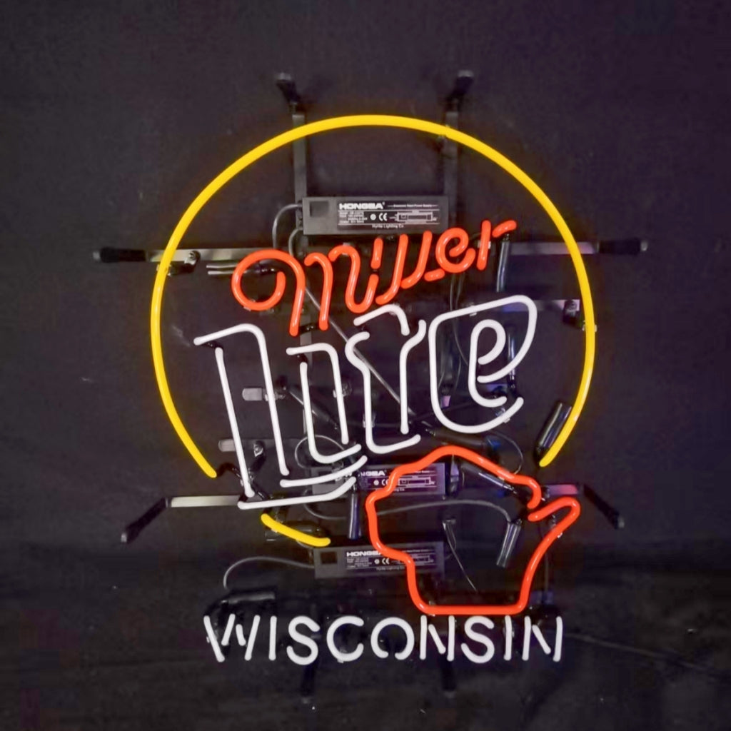 Miller Lite & Wisconsin State Neon Signs